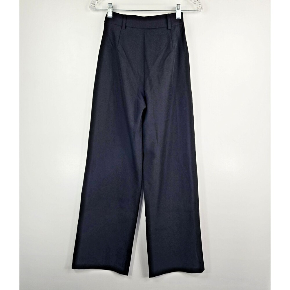 Princess Polly Women's Size 0 Black Wide Leg Pleated Trouser Pants - Picture 4 of 7